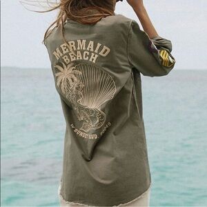 Spell Mermaid Twill Jacket in Khaki - M